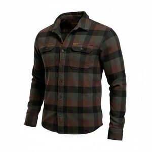 Vintage Orvis Shirt Mens XL Purple Black Plaid Heavy Weight Flannel Shirt Jacket